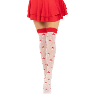 Polka Dot Mushroom Thigh High - One Size - White/red - MyPleasure
