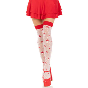 Polka Dot Mushroom Thigh High - One Size - White/red - MyPleasure