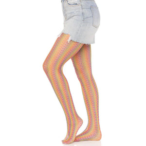 Rainbow Crochet Net Tights - One Size - Multicolor - MyPleasure