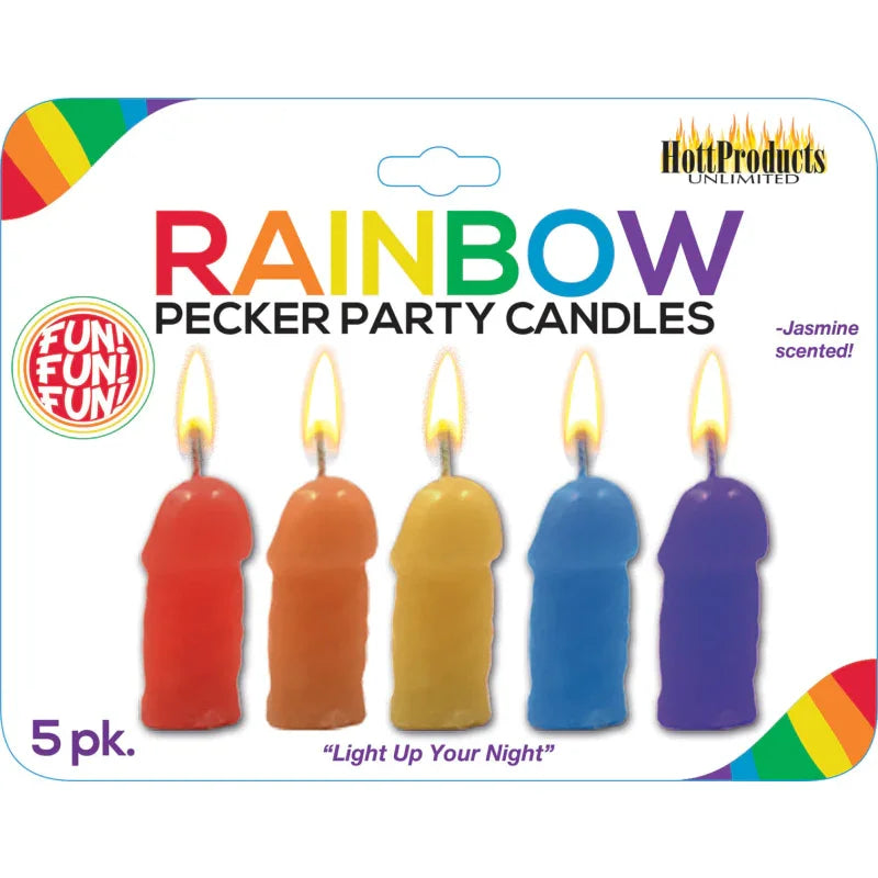 Rainbow Pecker Party Candles - 5 Pack - MyPleasure