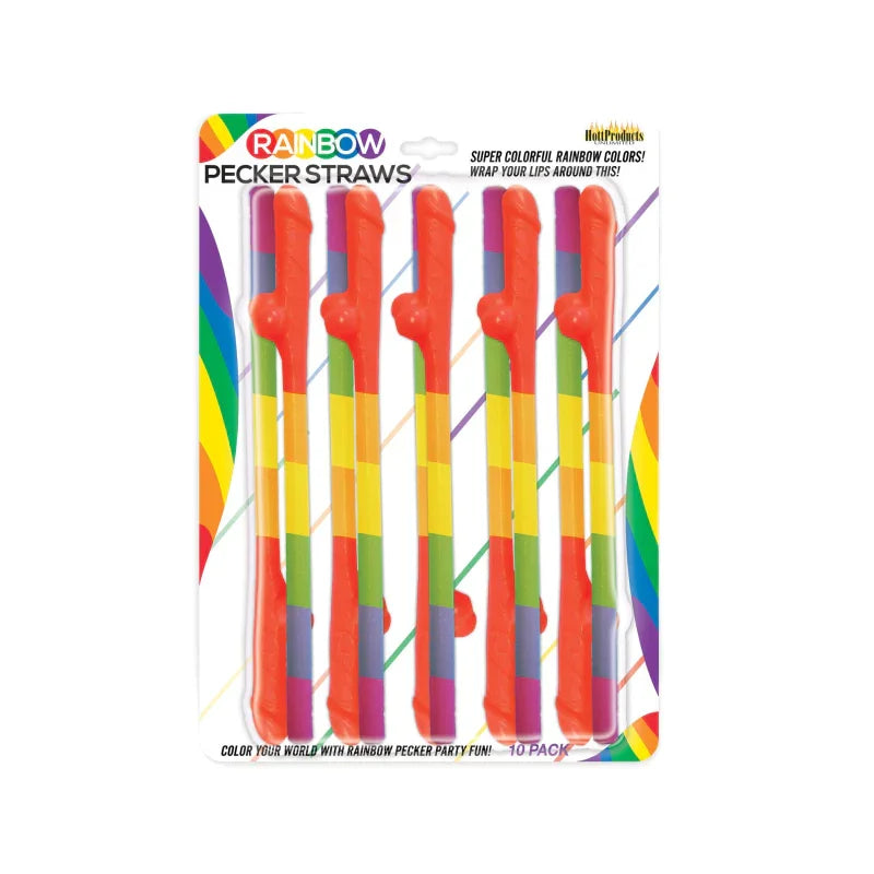 Rainbow Pecker Straws - 10 Pack - MyPleasure