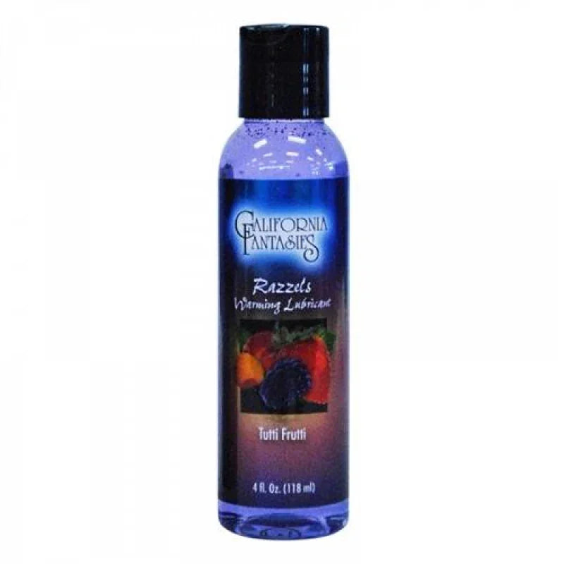 California Fantasies Razzels warming lubricant Tutti Frutti flavor 4 oz bottle with fruit image