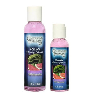 Two California Fantasies Razzls Warming Lubricant bottles Wild Watermelon flavor in 4 oz and 2 oz sizes
