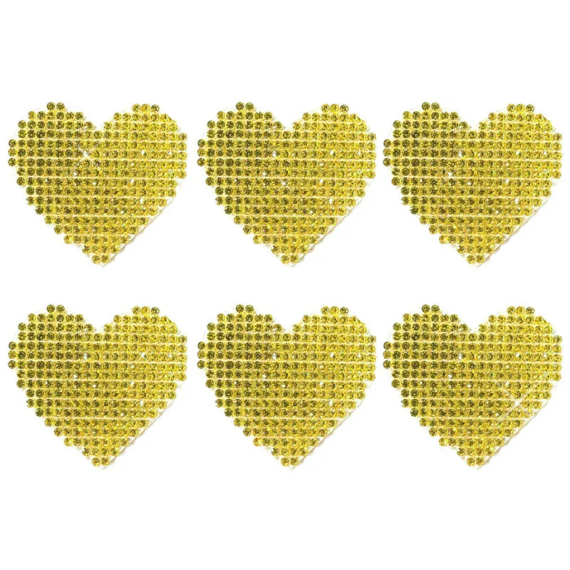 Razzle Dazzle Crystal Jewel Sparkle I Heart U Body Stickers 6 Pk - Gold - MyPleasure
