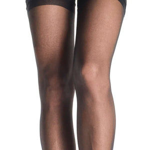 Sheer Lace Top Stockings With Attached Lace Garter Belt - Queen Size - Black - MyPleasure