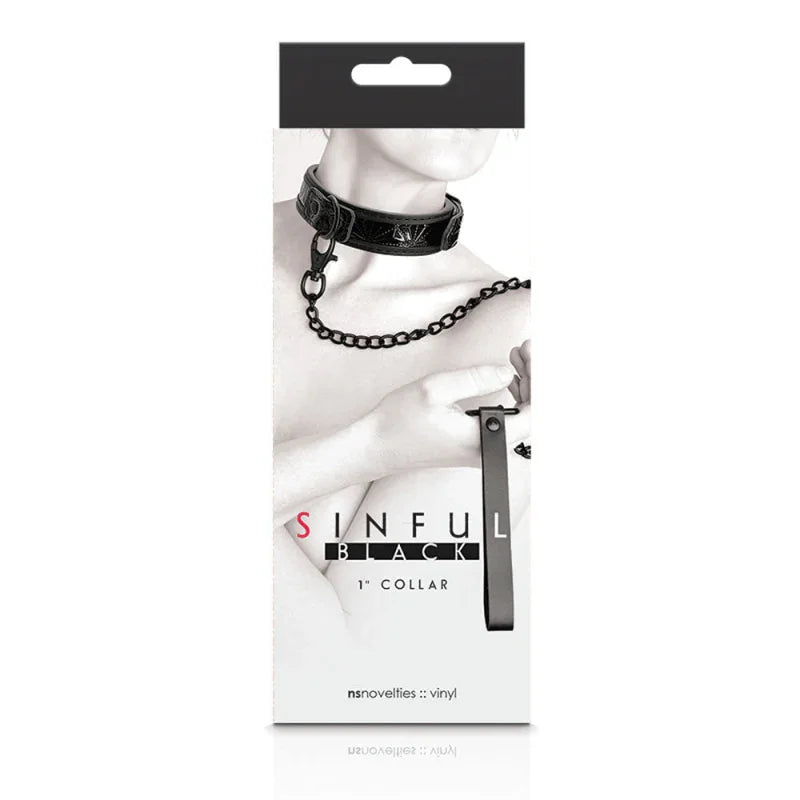 Sinful - 1" Collar - Black - MyPleasure