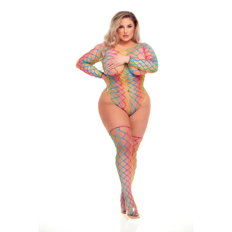Taste the Rainbow Teddy and Thigh Hi Set - Rainbow - MyPleasure