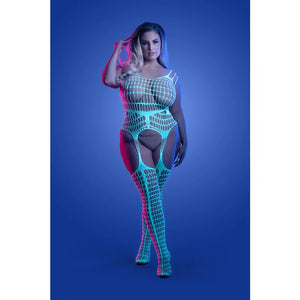 Timelapse Bodystocking - Queen - White/blue