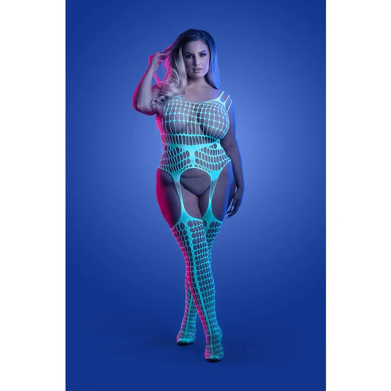 Timelapse Bodystocking - Queen - White/blue