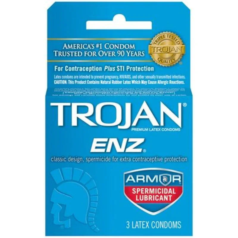 Trojan Enz Armor Spermicidal Lubricated Condoms - 3 Pack