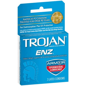 Trojan Enz Armor Spermicidal Lubricated Condoms - 3 Pack
