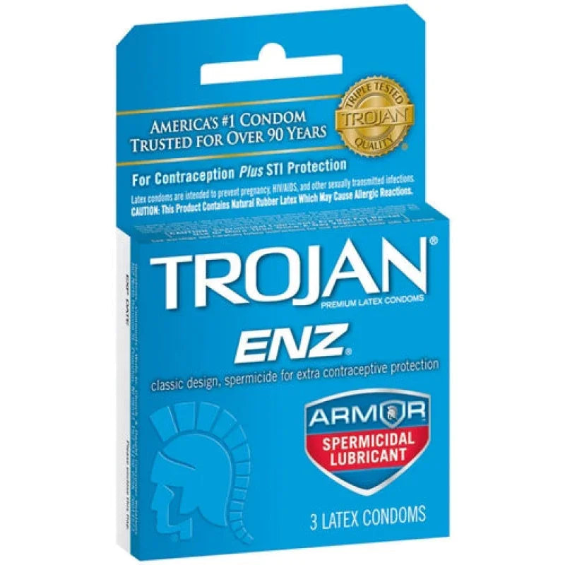 Trojan Enz Armor Spermicidal Lubricated Condoms - 3 Pack