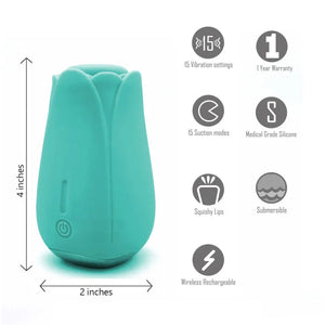Tulip Pro 15-Function Suction Vibe With Wireless Charging - Teal Blue - MyPleasure