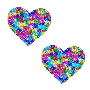 Unipoo Sparkle Sequin Multicolor I Heart U Nipztix Pasties - MyPleasure