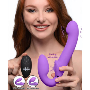 10x Ergo- Fit G-Pulse Inflatable and Vibrating Strapless Strap- on - Purple