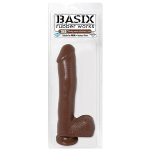 Basix Rubber Works - 10 Inch Dong With Suction Cup - Brown