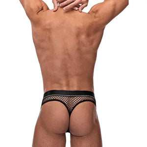 Cock Pit Net Cock Ring Thong - L/ XL - Black