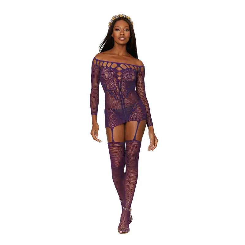 Garter Dress - One Size - Aubergine