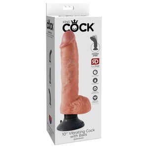 King Cock 10-Inch Vibrating Cock With Balls - Flesh