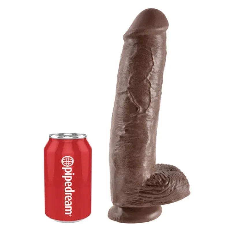 King Cock 11 Inch Cock With Balls - Brown