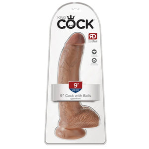 King Cock 9" Cock With Balls - Tan