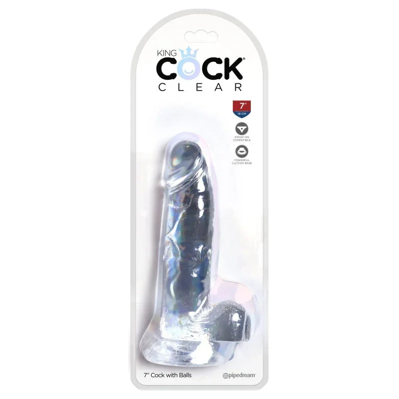 King Cock Clear 7" Cock With Balls - MyPleasure