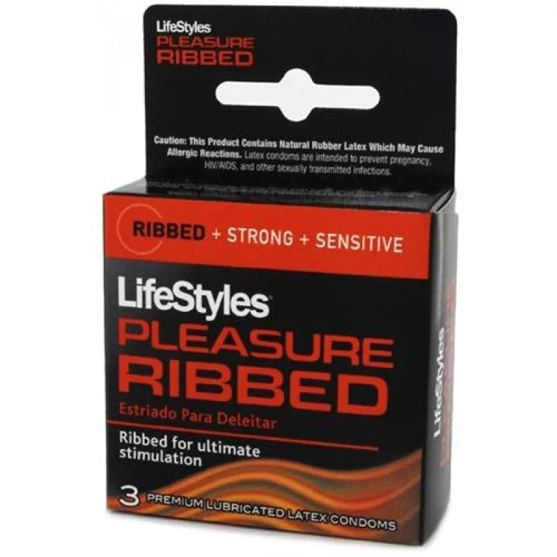 Lifestyles Pleasure Ribbed Condoms - 3 Pack - MyPleasure