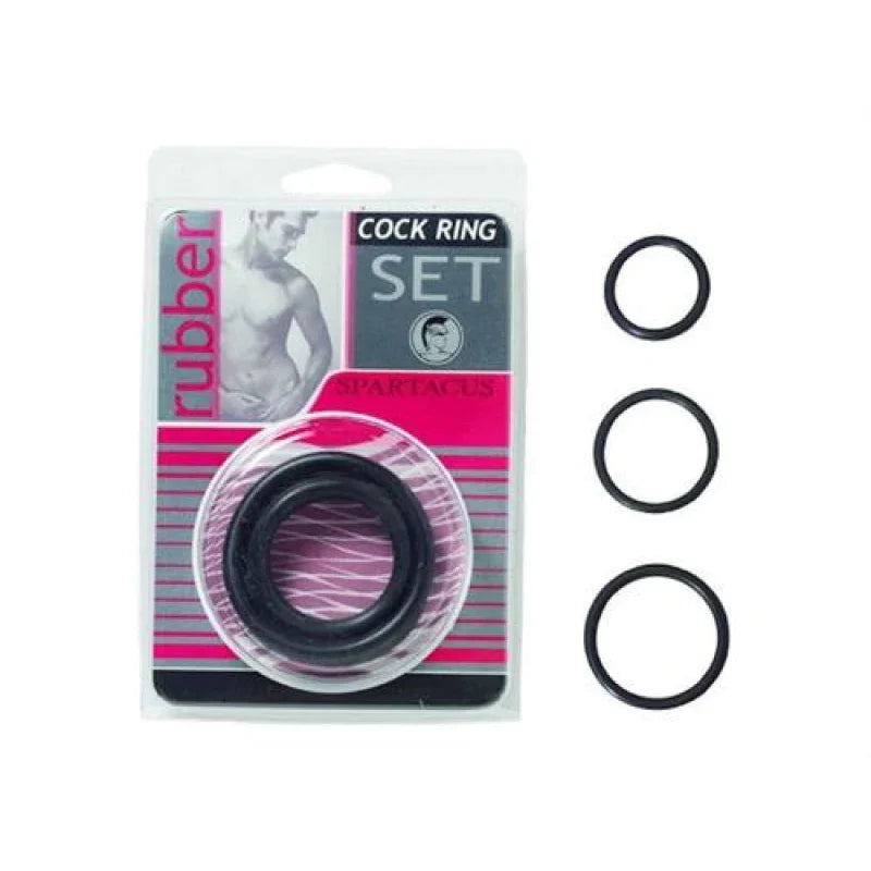 Rubber Cock Ring Set - Black