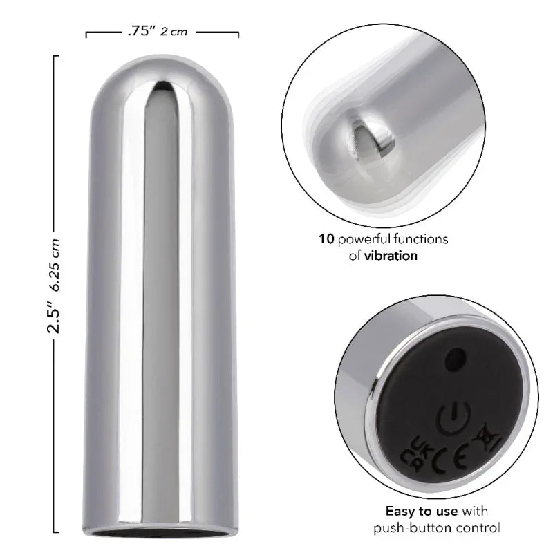 10 Function Rechargeable Bullet - Silver - MyPleasure