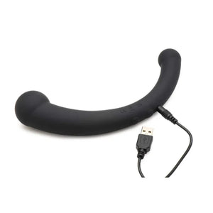 10x Vibra-Crescent Silicone Dual Ended Dildo - Black