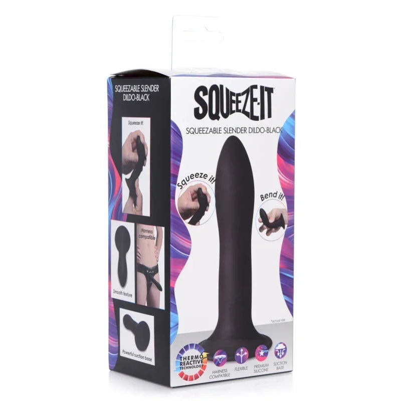Squeezable Slender Dildo - Black
