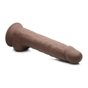 Fleshstixxx 10 Inch Silicone Dildo With Balls - Brown