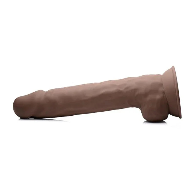 Fleshstixxx 10 Inch Silicone Dildo With Balls - Brown