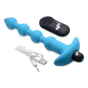 Bang - Vibrating Silicone Anal Beads and Remote Control - Blue