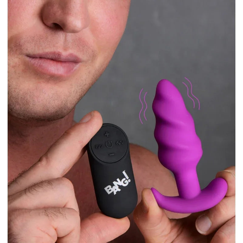 21x Silicone Swirl Plug With Remote - Purple