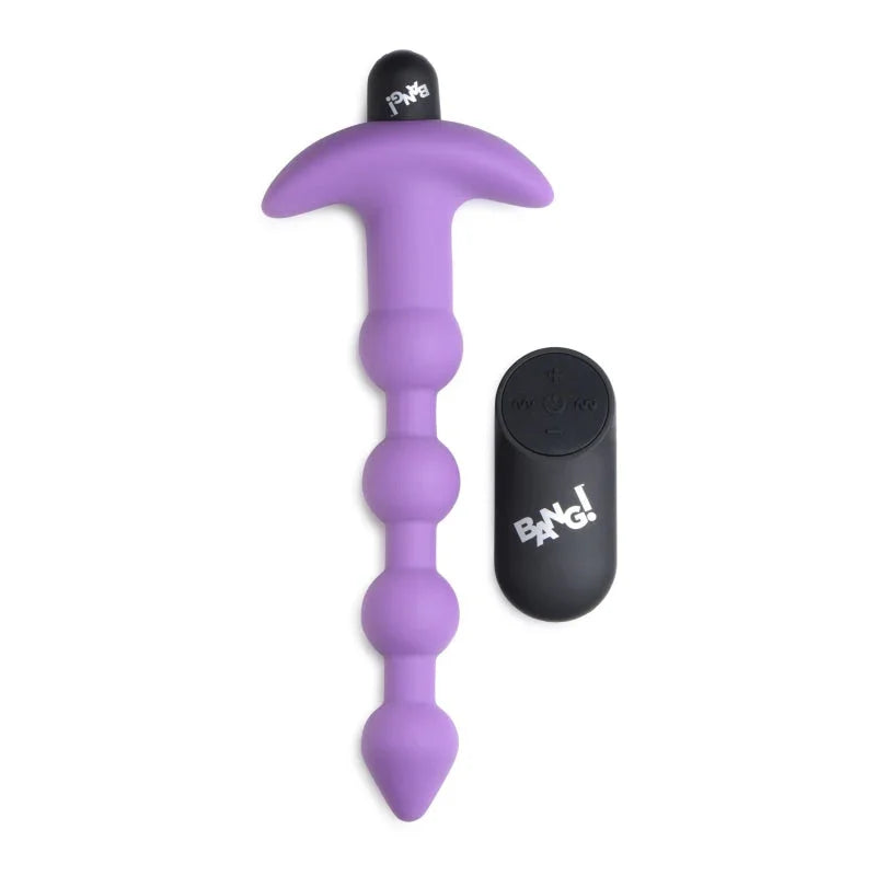 Bang - Vibrating Silicone Anal Beads and Remote Control - Purple