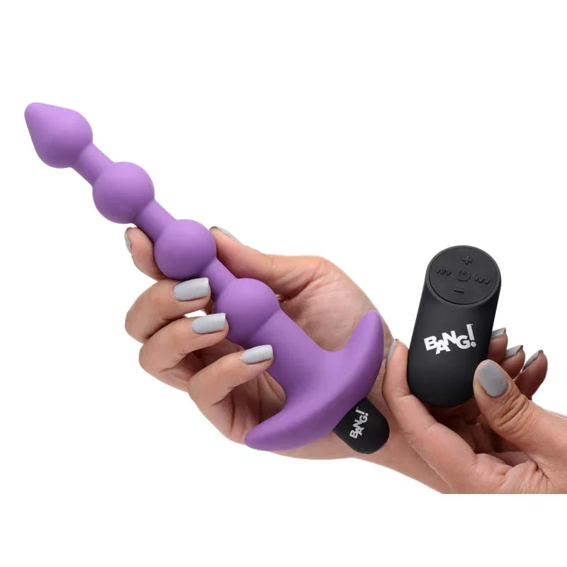 Bang - Vibrating Silicone Anal Beads and Remote Control - Purple