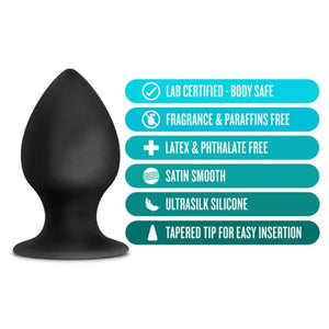 Anal Adventures - Platinum - Silicone Anal Stout Plug - Large - Black