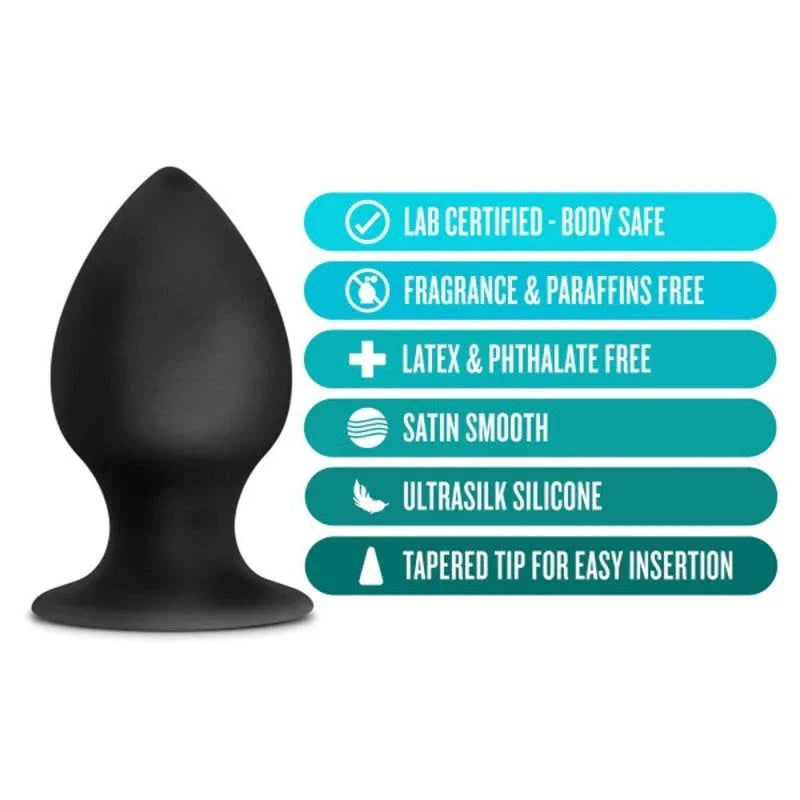 Anal Adventures - Platinum - Silicone Anal Stout Plug - Large - Black