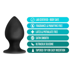 Anal Adventures - Platinum - Silicone Anal Stout Plug - Medium - Black