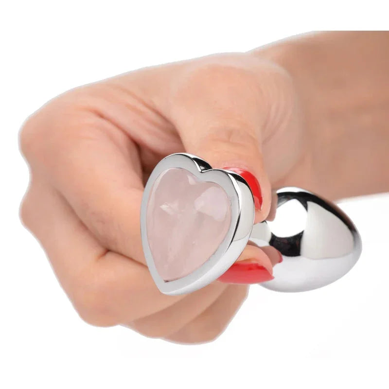 Rose Quartz Heart Anal Plug -Medium