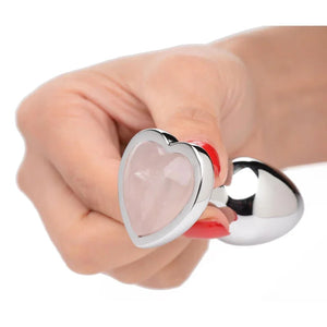 Rose Quartz Heart Anal Plug -Small