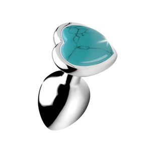 Turquoise Heart Anal Plug - Medium