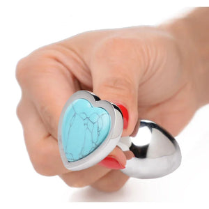Turquoise Heart Anal Plug - Medium