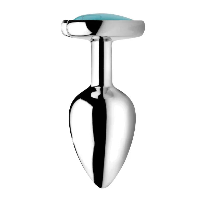 Turquoise Heart Anal Plug - Small