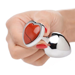 Red Jasper Heart Anal Plug - Small