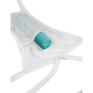 Hookup Panties Remote Bow-Tie G-String - White - XL - Xxl