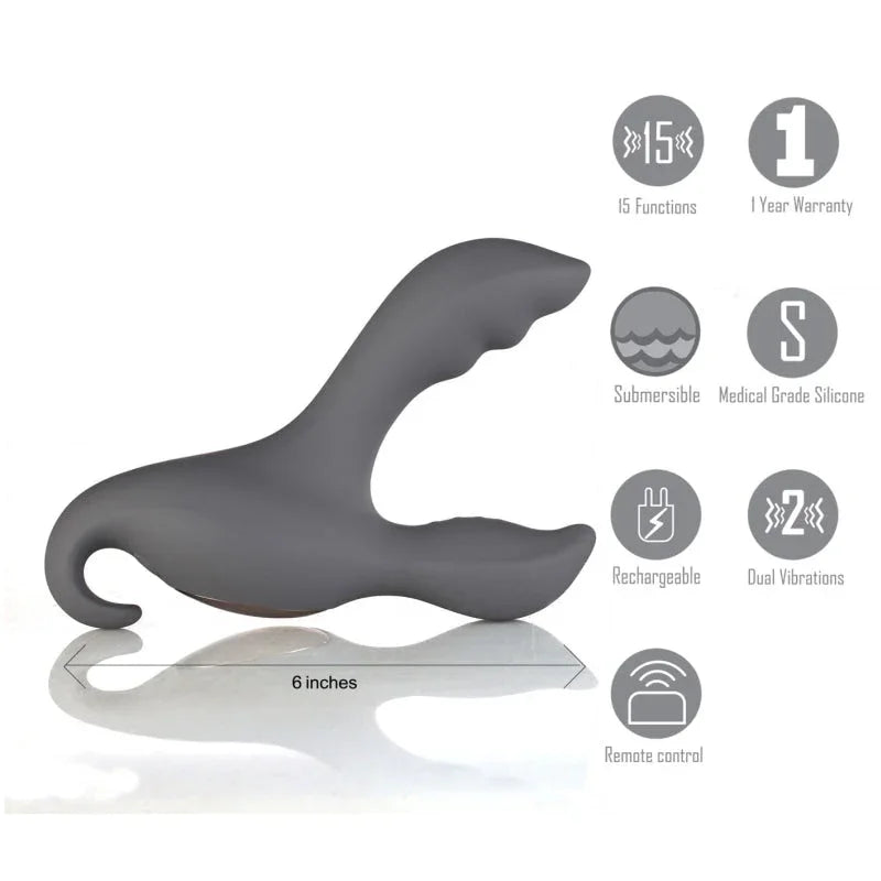 Apollo 15-Function Remote Control Prostate Massager - Grey