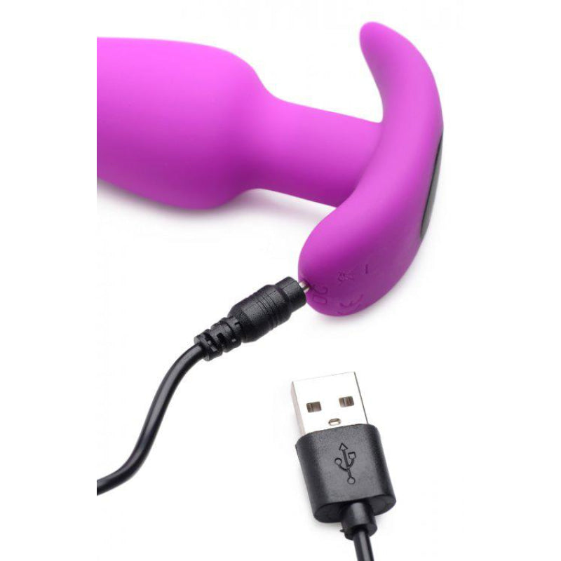 21x Silicone Butt Plug With Remote - Purple