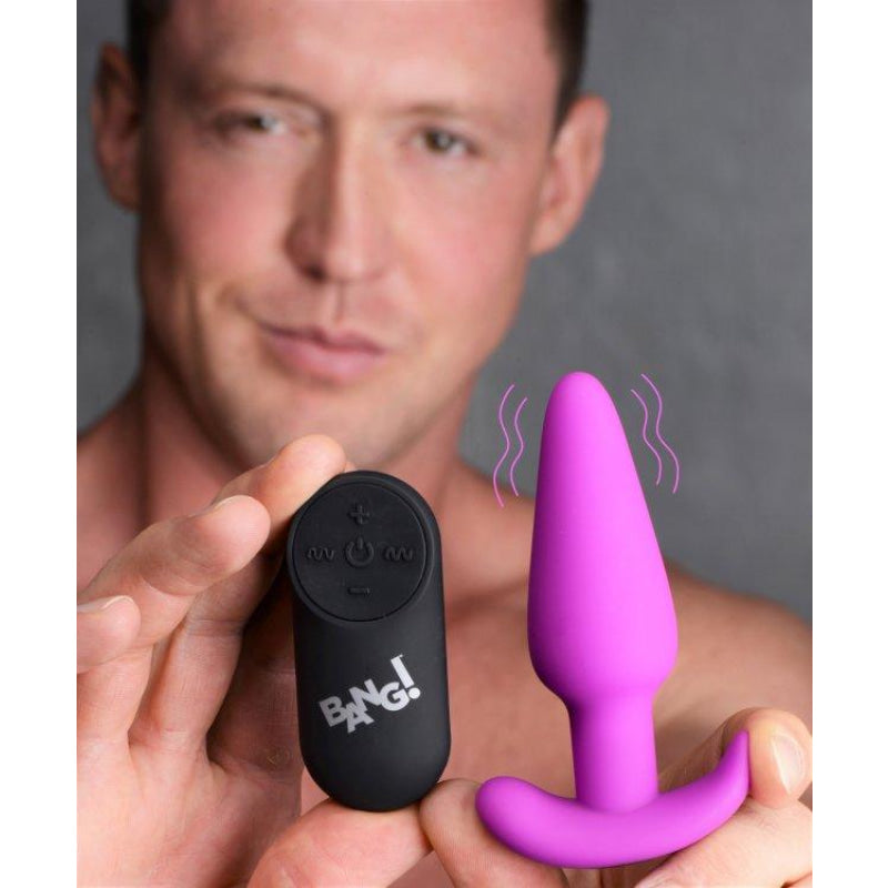 21x Silicone Butt Plug With Remote - Purple